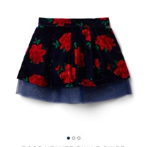 Janie and Jack blue velvet and roses skirt